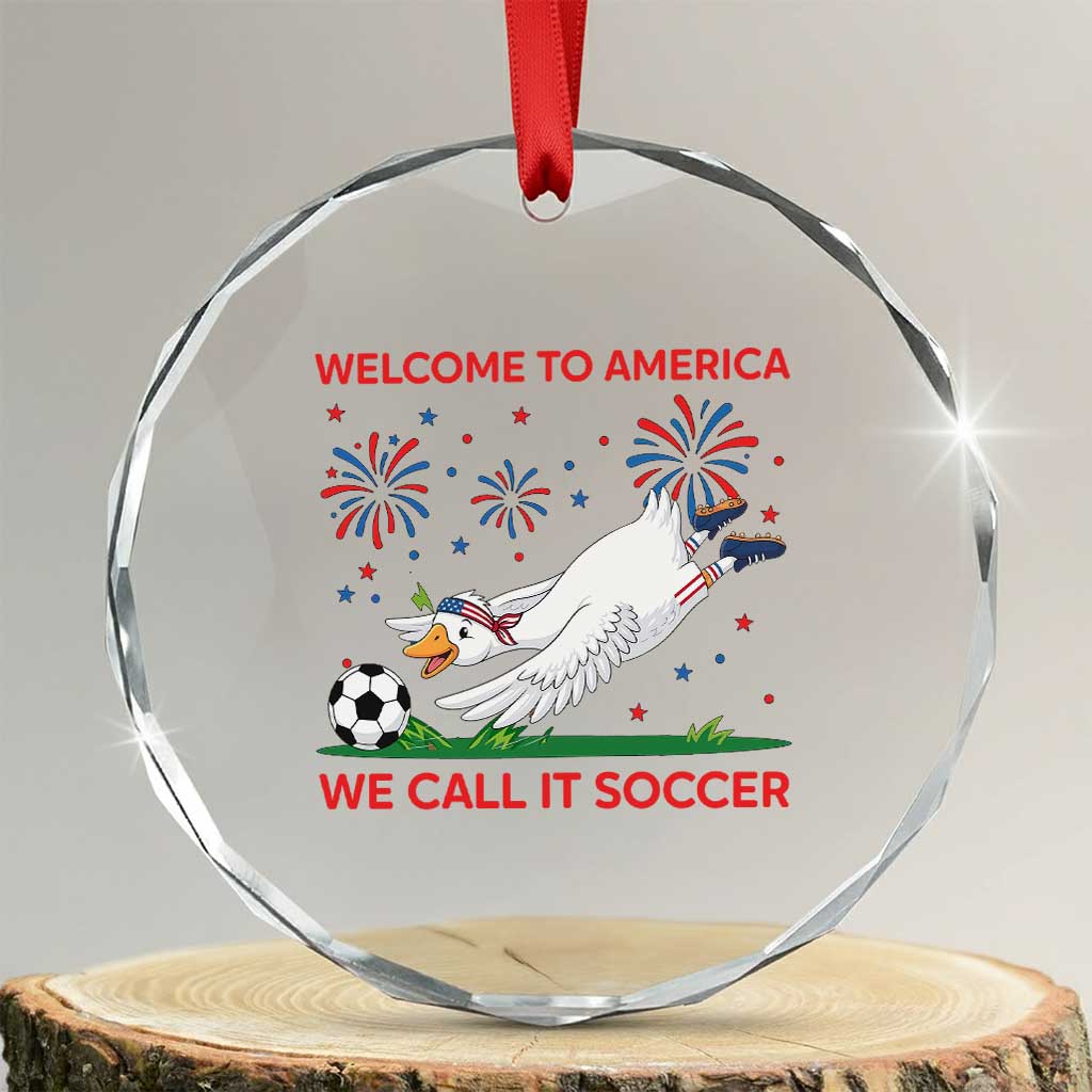 Funny USA Goose Football Crystal Glass Ornament Welcome To America We Call It Soccer TS12 Transparent Glass 3'' Circle Print Your Wear