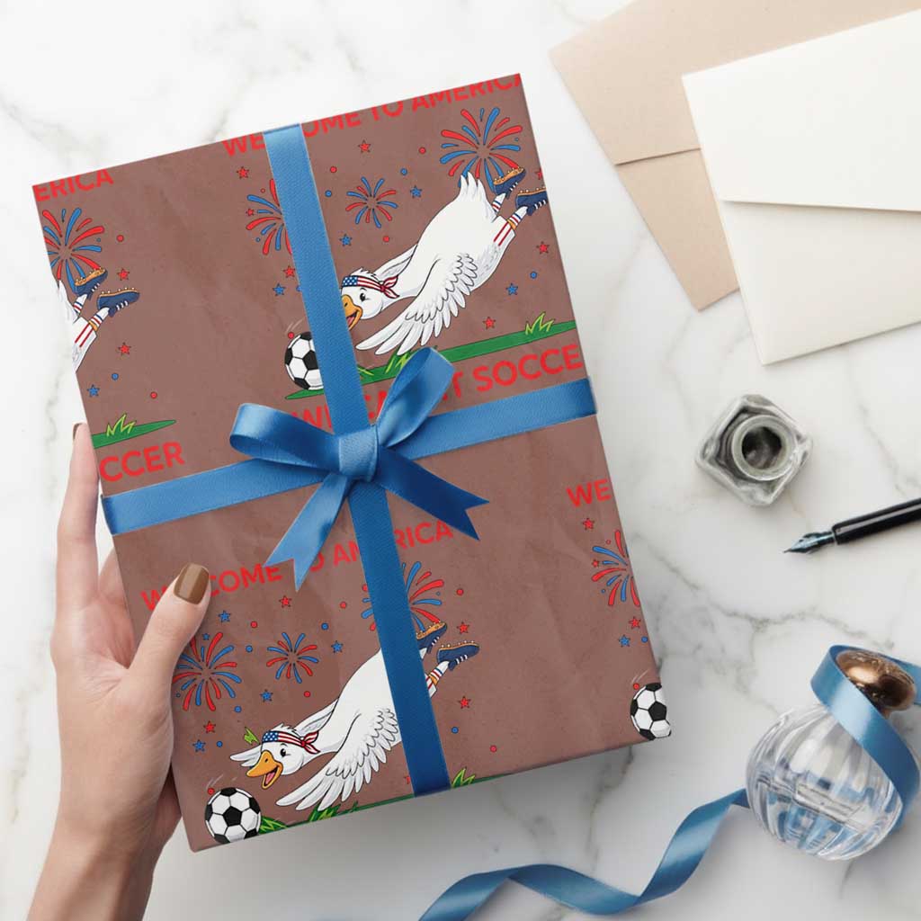 Funny USA Goose Football Wrapping Paper Roll Welcome To America We Call It Soccer