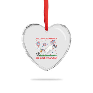 Funny USA Goose Football Heart Crystal Glass Ornament Welcome To America We Call It Soccer