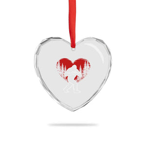 Funny Valentine Bigfoot in Love Heart Hand Sign Heart Crystal Glass Ornament Romantic Sasquatch in Forest Valentines Day TS02 Print Your Wear