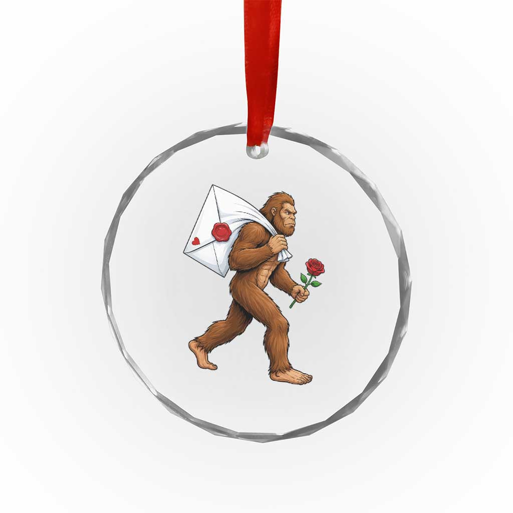 Funny Valentine Bigfoot with Heart Sack Bag Crystal Glass Ornament Romantic Sasquatch Love Letter Valentines Day TS02 Print Your Wear
