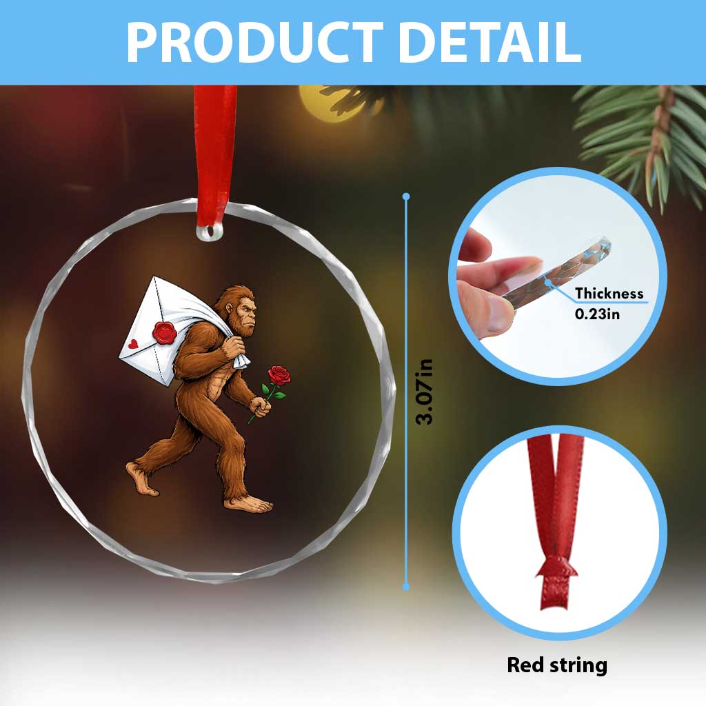 Funny Valentine Bigfoot with Heart Sack Bag Crystal Glass Ornament Romantic Sasquatch Love Letter Valentines Day TS02 Print Your Wear