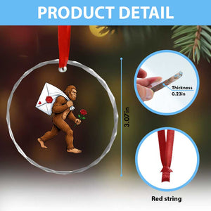 Funny Valentine Bigfoot with Heart Sack Bag Crystal Glass Ornament Romantic Sasquatch Love Letter Valentines Day TS02 Print Your Wear