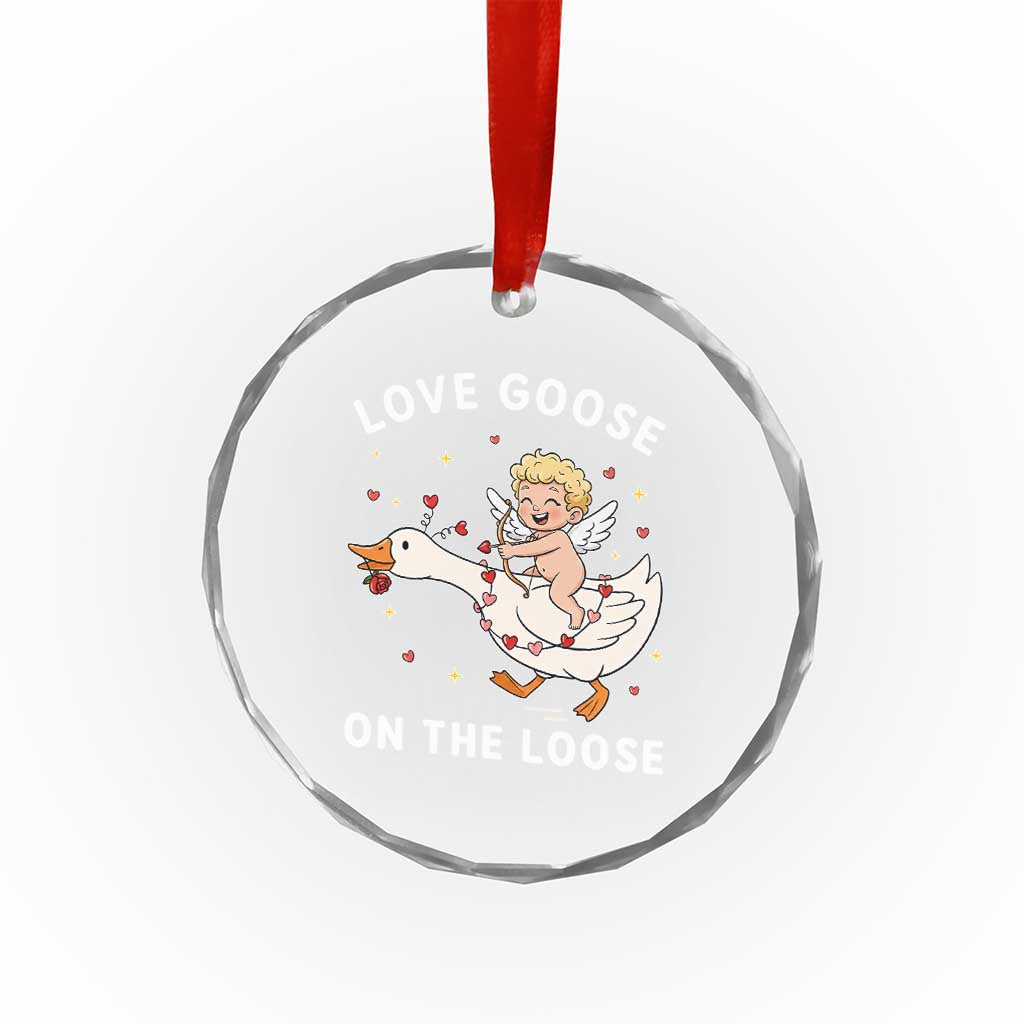 Funny Valentine Goose Crystal Glass Ornament Love Goose On The Loose TS14 Print Your Wear