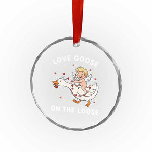 Funny Valentine Goose Crystal Glass Ornament Love Goose On The Loose TS14 Print Your Wear