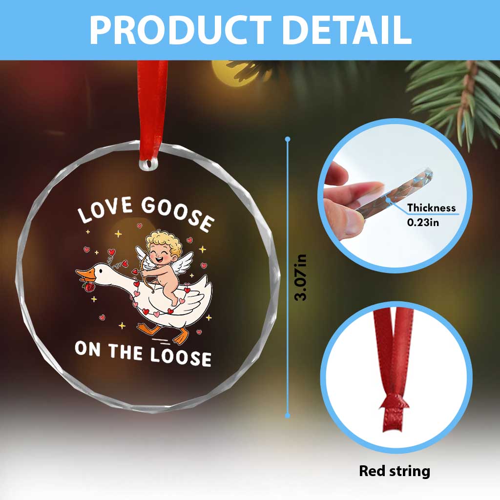 Funny Valentine Goose Crystal Glass Ornament Love Goose On The Loose TS14 Print Your Wear