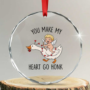 Funny Valentine Goose Crystal Glass Ornament You Make My Heart Go Honk TS14 Transparent Glass 3'' Circle Print Your Wear