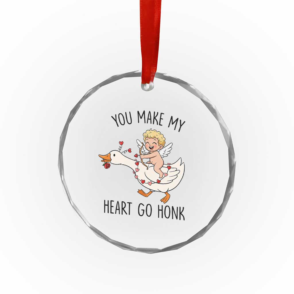 Funny Valentine Goose Crystal Glass Ornament You Make My Heart Go Honk TS14 Print Your Wear