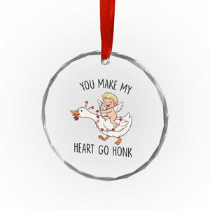 Funny Valentine Goose Crystal Glass Ornament You Make My Heart Go Honk TS14 Print Your Wear