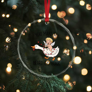 Funny Valentine Goose Crystal Glass Ornament You Make My Heart Go Honk TS14 Print Your Wear