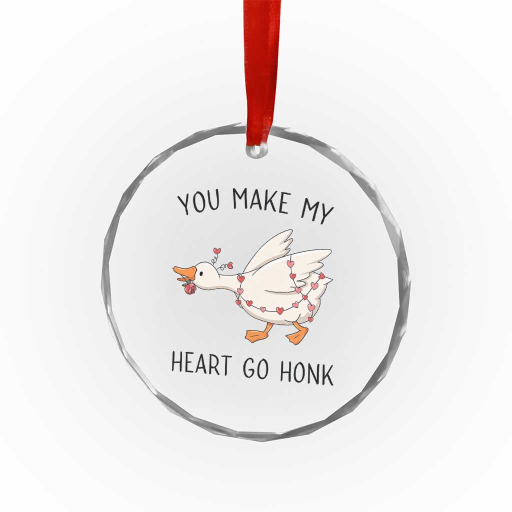 Funny Valentine Goose Crystal Glass Ornament You Make My Heart Go Honk Cute Romantic Gift TS02 Print Your Wear