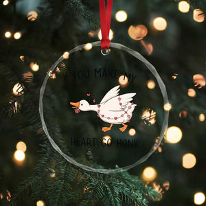 Funny Valentine Goose Crystal Glass Ornament You Make My Heart Go Honk Cute Romantic Gift TS02 Print Your Wear
