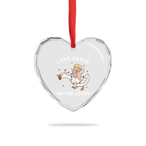 Funny Valentine Goose Heart Crystal Glass Ornament Love Goose On The Loose TS14 Print Your Wear