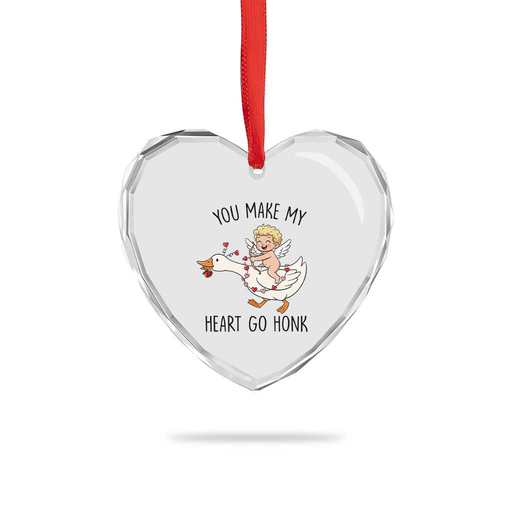 Funny Valentine Goose Heart Crystal Glass Ornament You Make My Heart Go Honk TS14 Print Your Wear