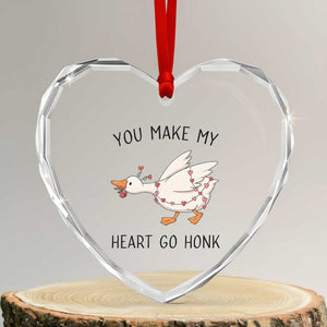 Funny Valentine Goose Heart Crystal Glass Ornament You Make My Heart Go Honk Cute Romantic Gift TS02 Transparent Glass 3'' Heart Print Your Wear