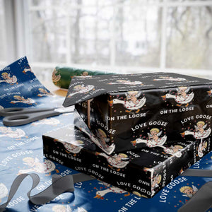 Funny Valentine Goose Wrapping Paper Roll Love Goose On The Loose TS14 Black Print Your Wear