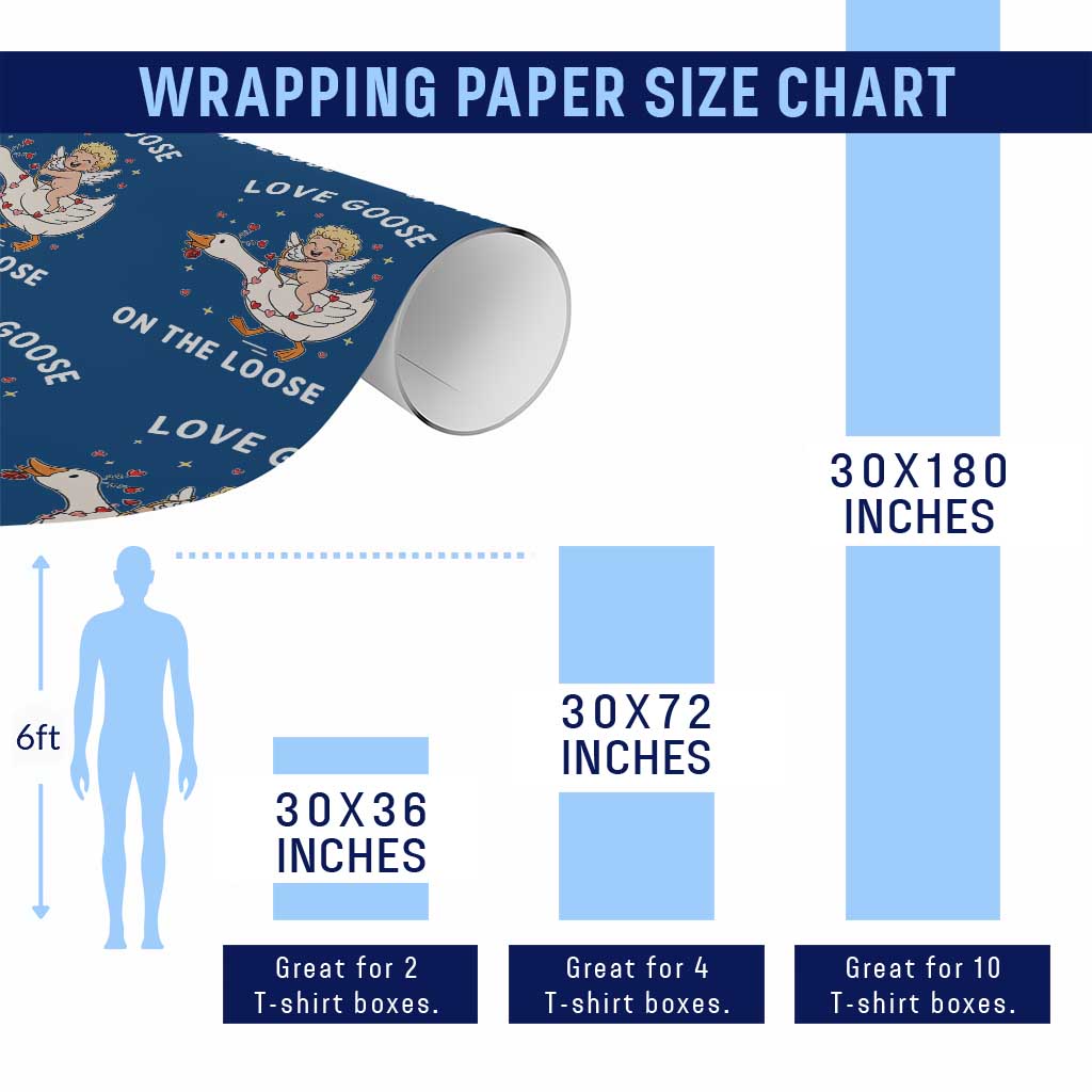 Funny Valentine Goose Wrapping Paper Roll Love Goose On The Loose TS14 Print Your Wear