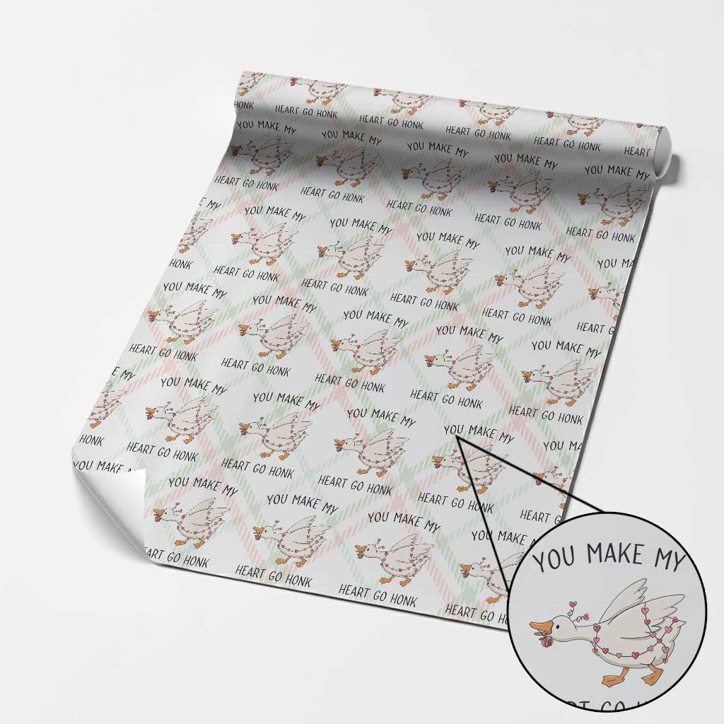 Funny Valentine Goose Wrapping Paper Roll You Make My Heart Go Honk Cute Romantic Gift TS02 Christmas Plaid Print Your Wear