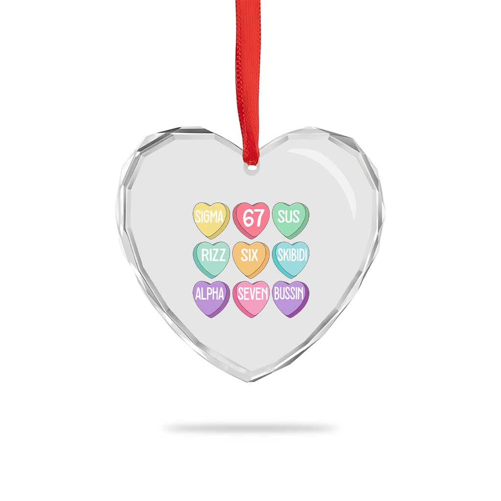 Funny Valentines Day 67 Meme Six Seven Sigma Rizz Heart Kids Heart Crystal Glass Ornament TS11 Print Your Wear