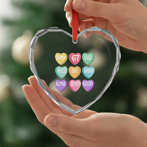 Funny Valentines Day 67 Meme Six Seven Sigma Rizz Heart Kids Heart Crystal Glass Ornament TS11 Print Your Wear
