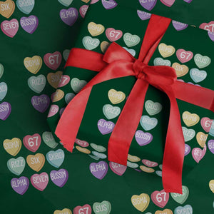 Funny Valentines Day 67 Meme Six Seven Sigma Rizz Heart Kids Wrapping Paper Roll TS11 Green Print Your Wear