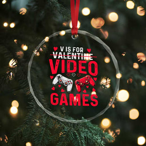 Funny Valentines Gamer Crystal Glass Ornament V is for Video Games TS10 Print Your Wear