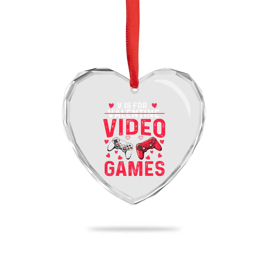 Funny Valentines Gamer Heart Crystal Glass Ornament V is for Video Games TS10 Print Your Wear