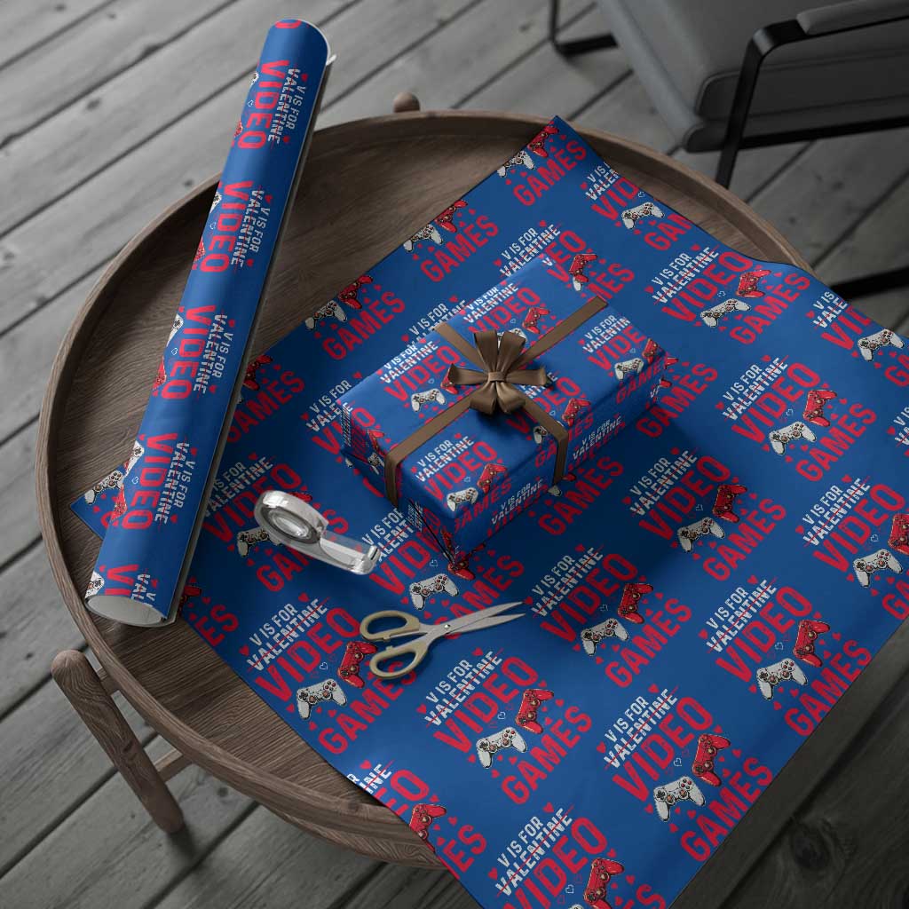 Funny Valentines Gamer Wrapping Paper Roll V is for Video Games TS10 Blue Print Your Wear