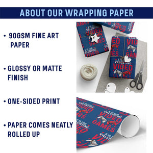 Funny Valentines Gamer Wrapping Paper Roll V is for Video Games TS10 Print Your Wear