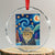 Funny Van Gogh Cat in Starry Night Crystal Glass Ornament TS12 Transparent Glass 3'' Circle Print Your Wear
