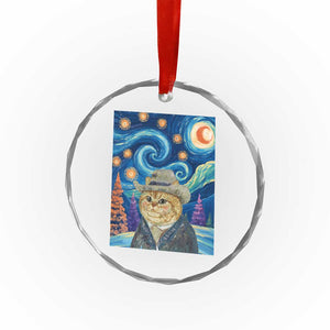Funny Van Gogh Cat in Starry Night Crystal Glass Ornament TS12 Print Your Wear