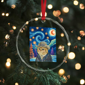 Funny Van Gogh Cat in Starry Night Crystal Glass Ornament TS12 Print Your Wear