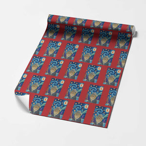 Funny Van Gogh Cat in Starry Night Wrapping Paper Roll TS12 Red Print Your Wear