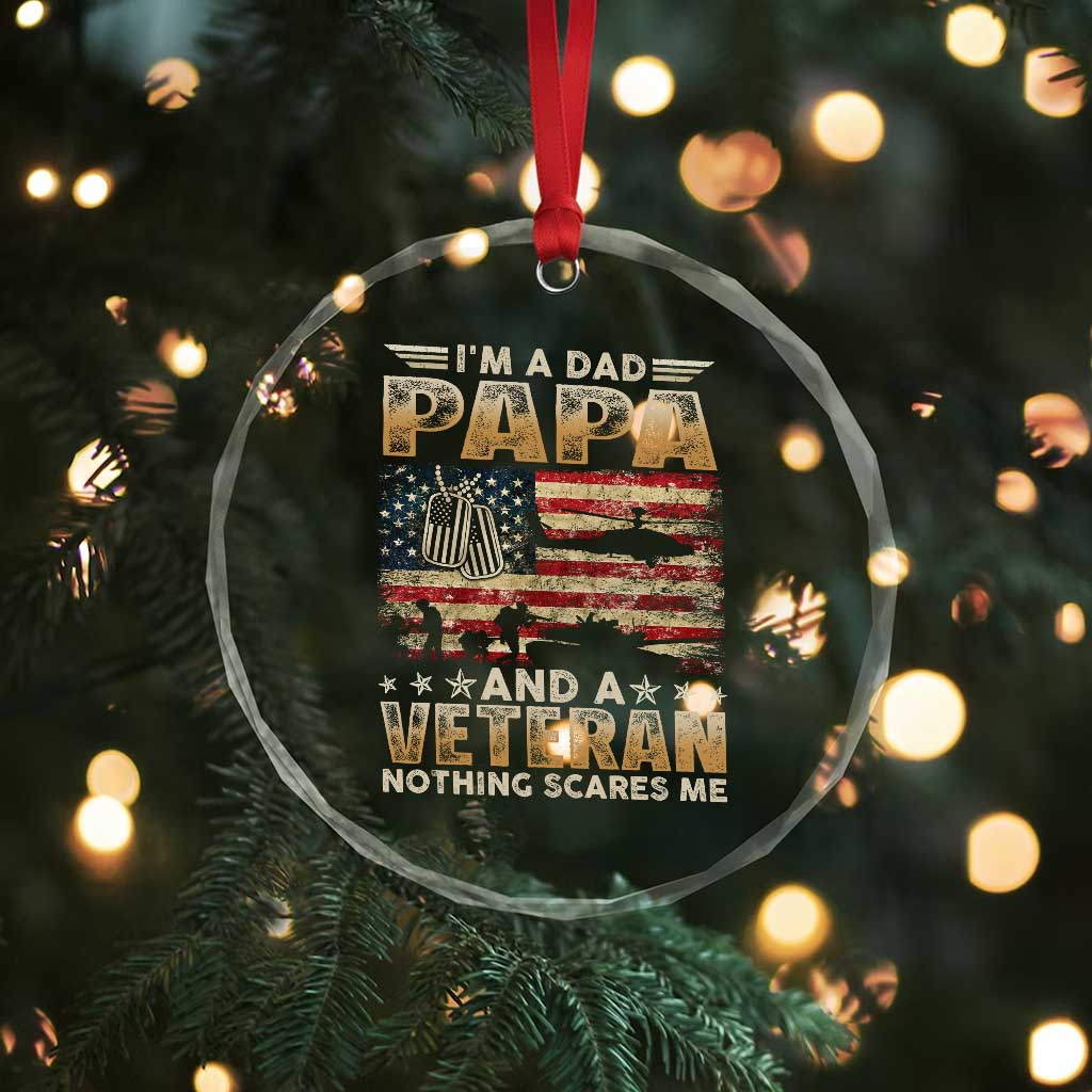 Funny Veteran Dad Crystal Glass Ornament Funny Military Veteran USA Flag TS10 Print Your Wear