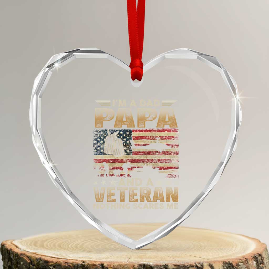 Funny Veteran Dad Heart Crystal Glass Ornament Funny Military Veteran USA Flag TS10 Transparent Glass 3'' Heart Print Your Wear