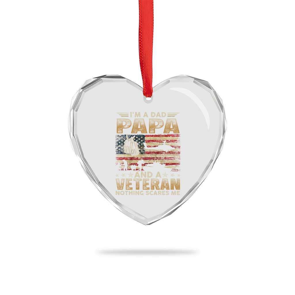 Funny Veteran Dad Heart Crystal Glass Ornament Funny Military Veteran USA Flag TS10 Print Your Wear