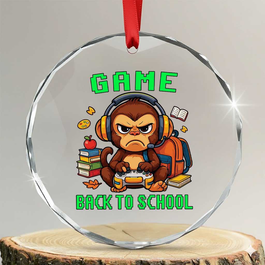 Funny Video Game Crystal Glass Ornament Cute Monkey Back To School TS14 Transparent Glass 3'' Circle Print Your Wear
