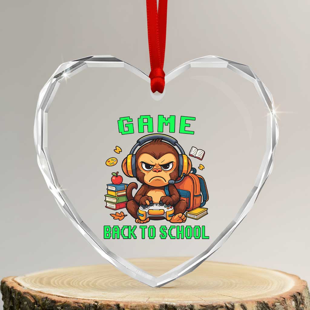 Funny Video Game Heart Crystal Glass Ornament Cute Monkey Back To School TS14 Transparent Glass 3'' Heart Print Your Wear
