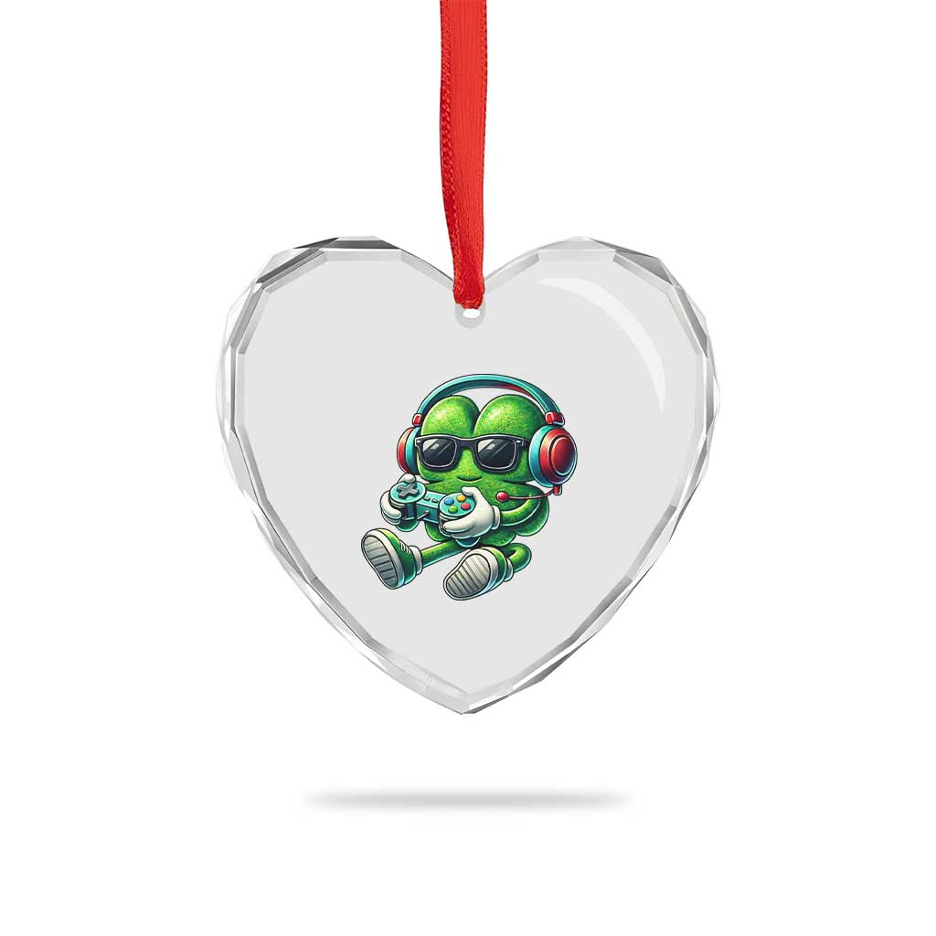 Funny Video Game Shamrock St Patricks Day Gamer Heart Crystal Glass Ornament TS11 Print Your Wear