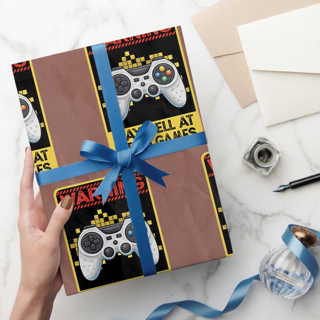 Funny Video Gamer Wrapping Paper Roll Warning May Yell At Video Games TS14 Mocha Print Your Wear