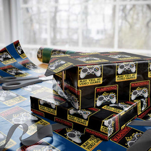Funny Video Gamer Wrapping Paper Roll Warning May Yell At Video Games TS14 Black Print Your Wear