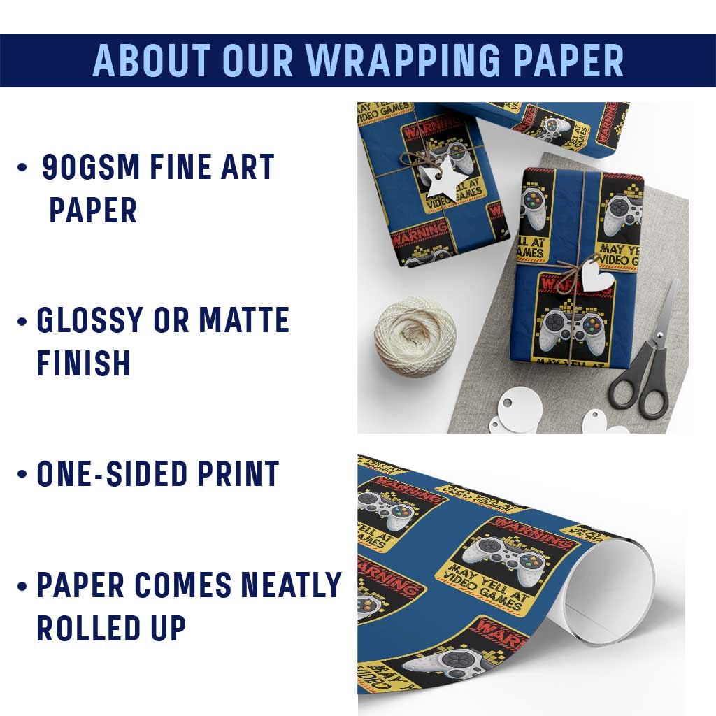 Funny Video Gamer Wrapping Paper Roll Warning May Yell At Video Games TS14 Print Your Wear