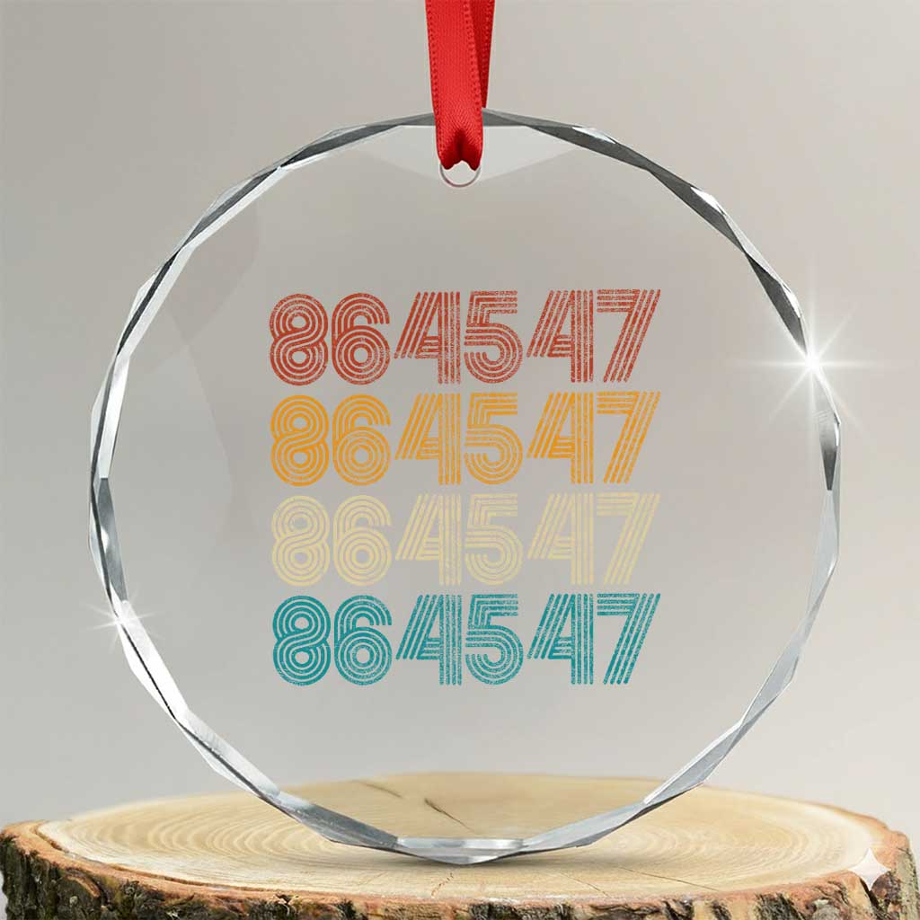 Funny Vintage 80s Style 86 45 47 Retro Stripes Crystal Glass Ornament - Print Your Wear