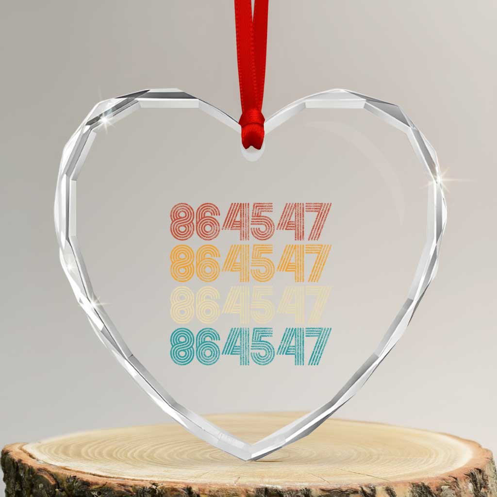 Funny Vintage 80s Style 86 45 47 Retro Stripes Heart Crystal Glass Ornament - Print Your Wear