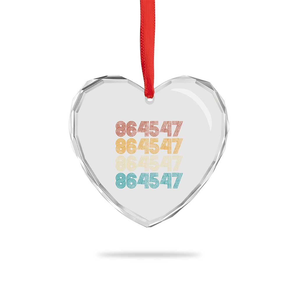 Funny Vintage 80s Style 86 45 47 Retro Stripes Heart Crystal Glass Ornament - Print Your Wear
