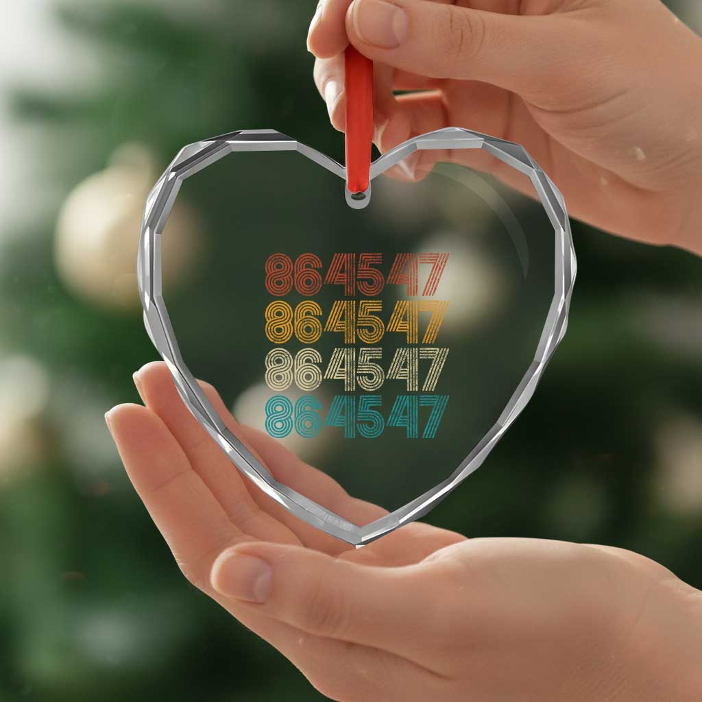 Funny Vintage 80s Style 86 45 47 Retro Stripes Heart Crystal Glass Ornament - Print Your Wear