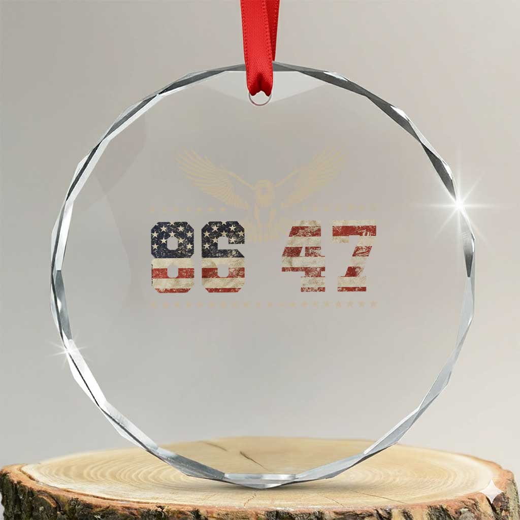 Funny Vintage 86 47 Crystal Glass Ornament Eagle Vintage American Flag TS11 Transparent Glass 3'' Circle Print Your Wear