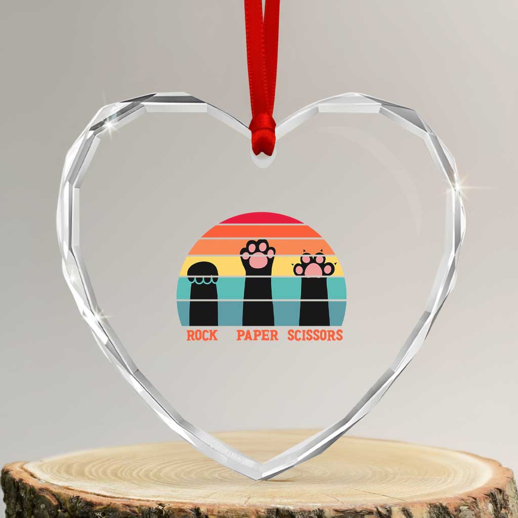 Funny Vintage Black Cat Introvert Heart Crystal Glass Ornament Rock Paper Scissors Paw TS12 Transparent Glass 3'' Heart Print Your Wear