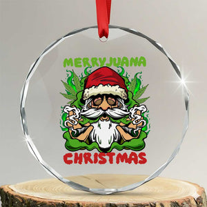 Funny Weed Christmas Crystal Glass Ornament Merry Juana Xmas Santa TS11 Transparent Glass 3'' Circle Print Your Wear