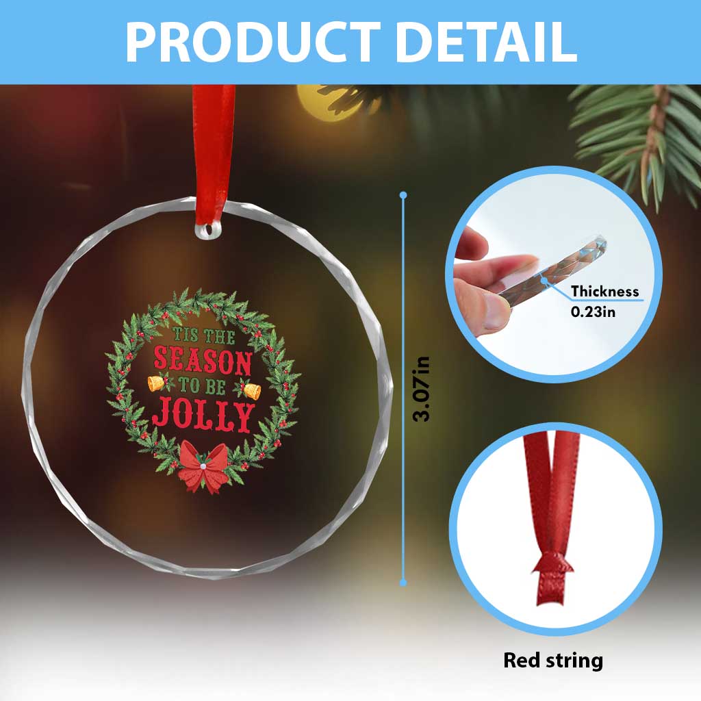 Funny Weed Christmas Crystal Glass Ornament Tis The Season To Be Jolly Xmas Wreath TS11 Print Your Wear